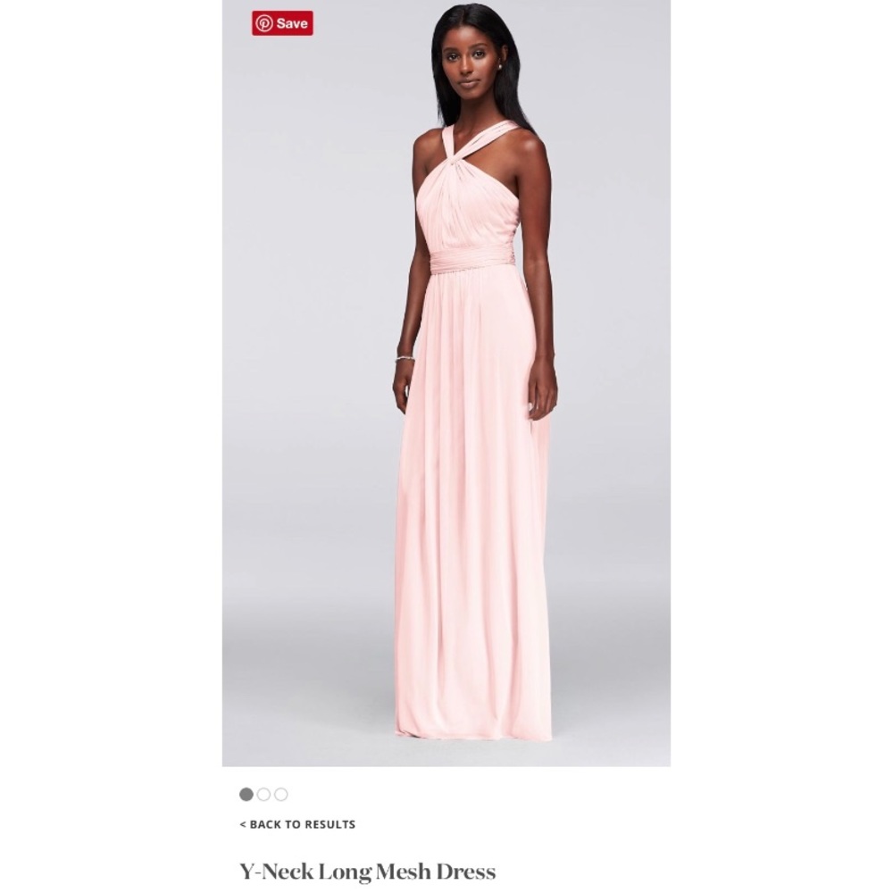 David’s Bridal Y-Neck Long Mesh Dress
